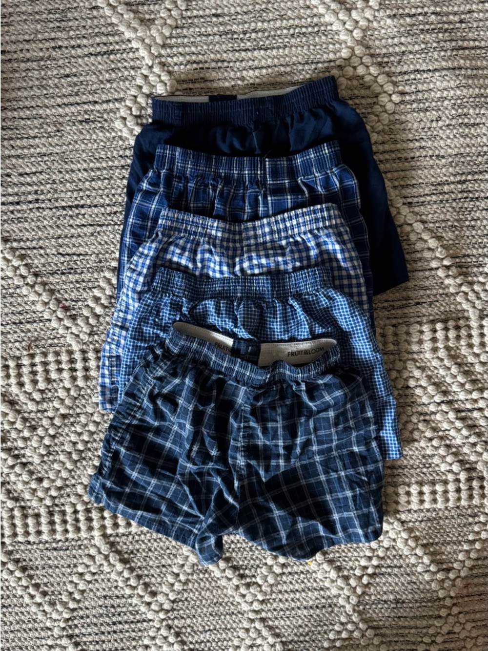 Fruit of the Loom Blue and White Plaid Boxer Shorts
